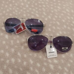 DC Silver Aviator Sunglasses with Purple Lenses - NWT